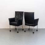 12 Montis Chaplin zwart leder + rvs onderstel (verrijdbaar), Niet ingevuld, Niet ingevuld, Leer, Ophalen of Verzenden