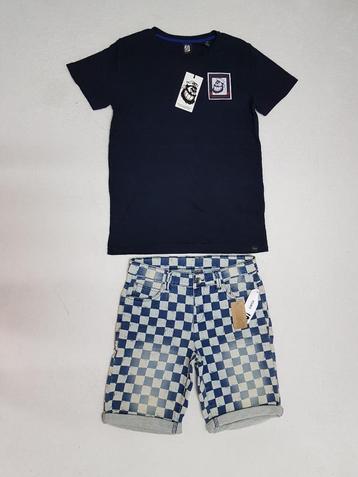 Gave blauwe geblokte jog jeans short maat 170. GLOEDNIEUW! beschikbaar voor biedingen