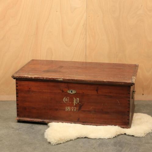 Antieke dekenkist speelgoedkist kist hutkoffer salontafel, Huis en Inrichting, Woonaccessoires | Kisten, Zo goed als nieuw, Minder dan 50 cm