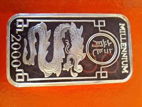 Zilveren baartje 20 gr. "Dragon" Uit Korea, 250 Won. Rare!, Postzegels en Munten, Edelmetalen en Baren, Zilver, Ophalen of Verzenden