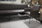 Eetkamerbank Vidar + 3 stoelen Sanne Jess Design leer Taupe, Huis en Inrichting, Stoelen, Gebruikt, Metaal, Ophalen