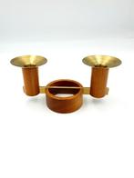 Deens Design Kandelaar Teak en Messing, Huis en Inrichting, Woonaccessoires | Kandelaars en Kaarsen, Gebruikt, Bruin, Ophalen of Verzenden