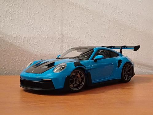 Minichamps Porsche 911 992 GT3RS Weissach Package Shark blue, Hobby en Vrije tijd, Modelauto's | 1:18, Zo goed als nieuw, Auto