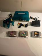 nintendo 64 clear blue met spellen, Spelcomputers en Games, Spelcomputers | Nintendo 64, Ophalen of Verzenden, Refurbished, Met 1 controller