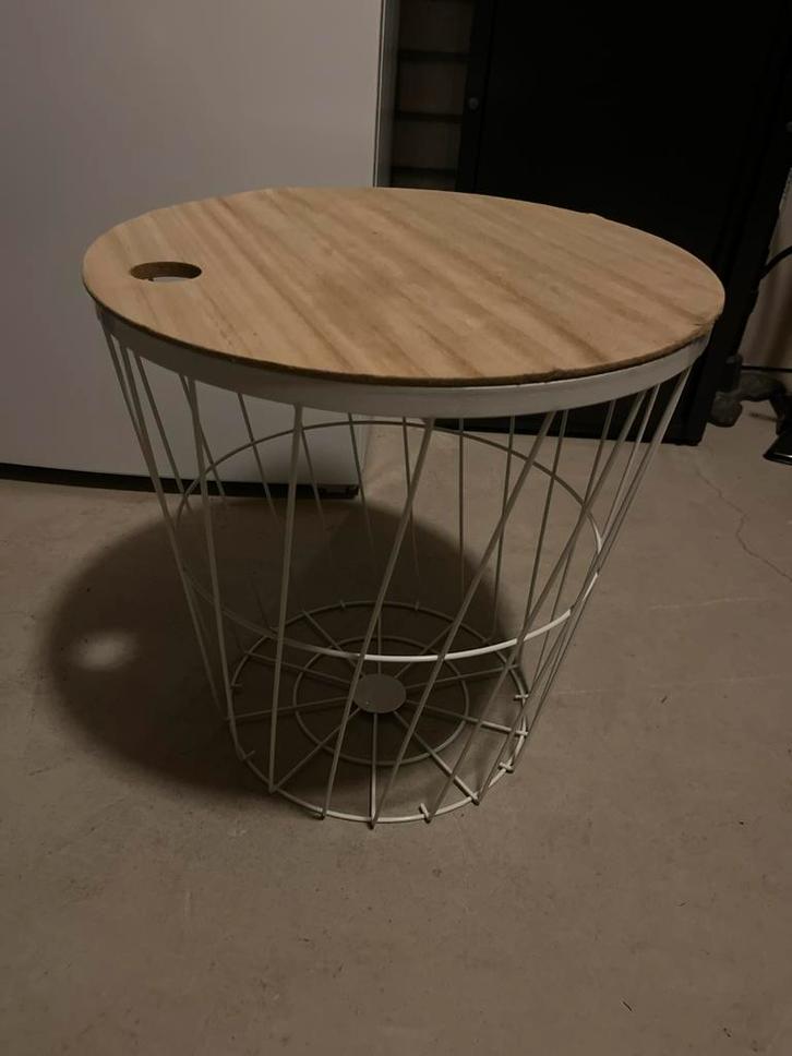 Leuk Bijzettafeltje - Metaal & Hout, Huis en Inrichting, Tafels | Bijzettafels, Gebruikt, Rond, Minder dan 45 cm, Minder dan 55 cm