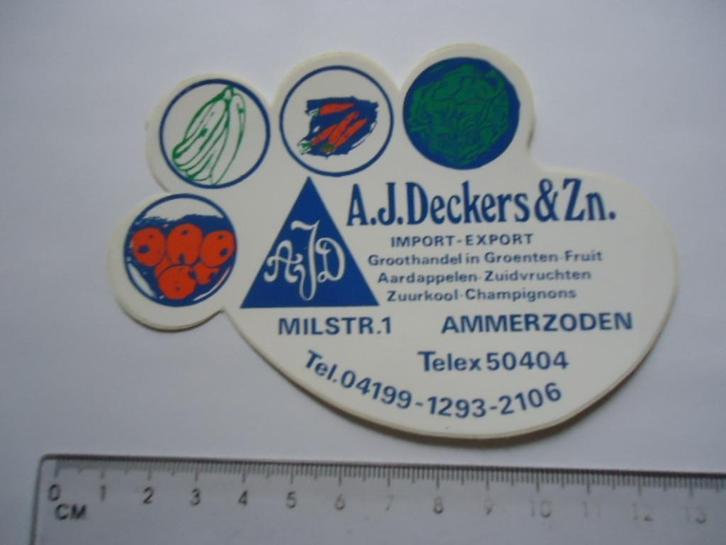 sticker oud Ammerzoden Deckers groente fruit aardappel retro, Verzamelen, Stickers, Zo goed als nieuw, Bedrijf of Vereniging, Verzenden