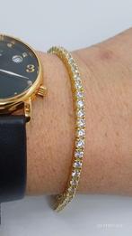 Zilveren tennisarmband 925 verguld, Sieraden, Tassen en Uiterlijk, Armbanden, Ophalen of Verzenden, Zo goed als nieuw, Met edelsteen