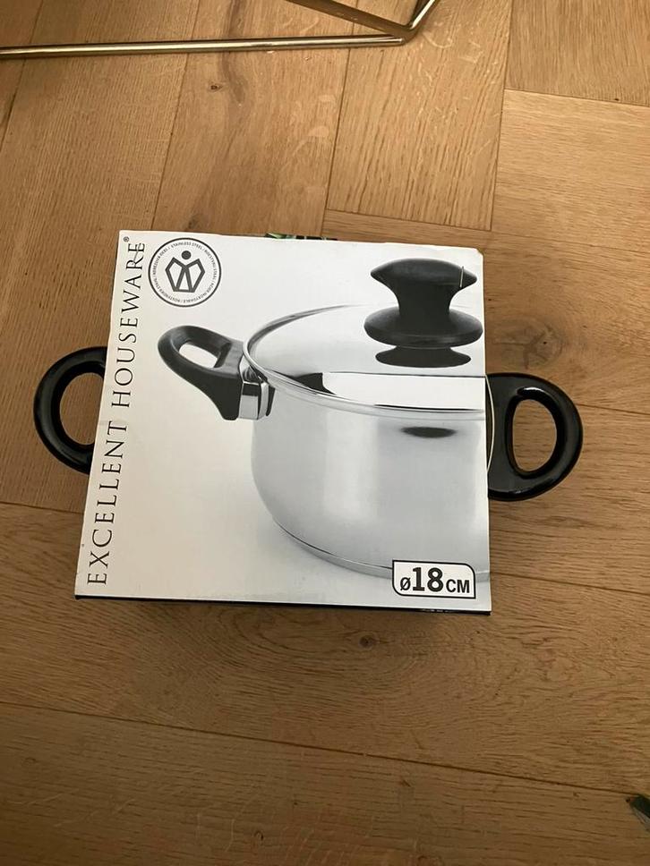 Excellence Houseware stainless steel pan 18cm 2 Liter NIEUW, Huis en Inrichting, Keuken | Potten en Pannen, Nieuw, Overige materialen