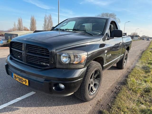 Dodge RAM enkelcab HEMI 2008 benz/lpg, Auto's, Dodge, Bedrijf, RAM 1500, LPG, Automaat, Zwart, Grijs, Leder, Achterwielaandrijving