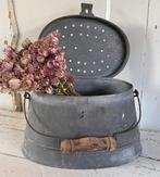 Brocante oud zinken aasemmertje / vis emmertje, Antiek en Kunst, Ophalen of Verzenden