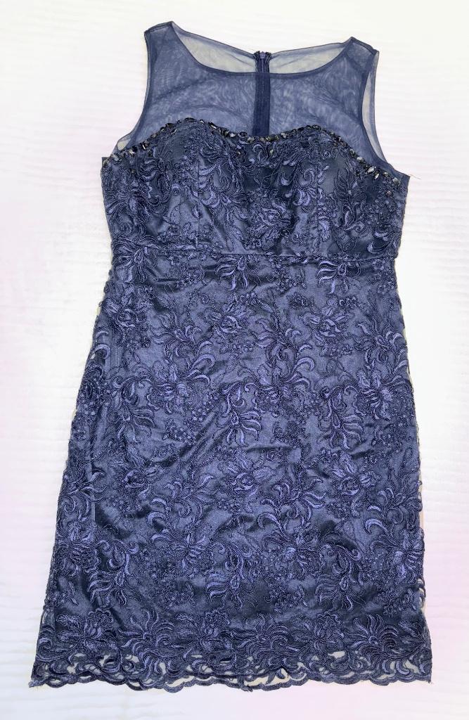 Feest jurk maat 42/44, Kleding | Dames, Jurken, Zo goed als nieuw, Maat 42/44 (L), Blauw, Knielengte, Verzenden