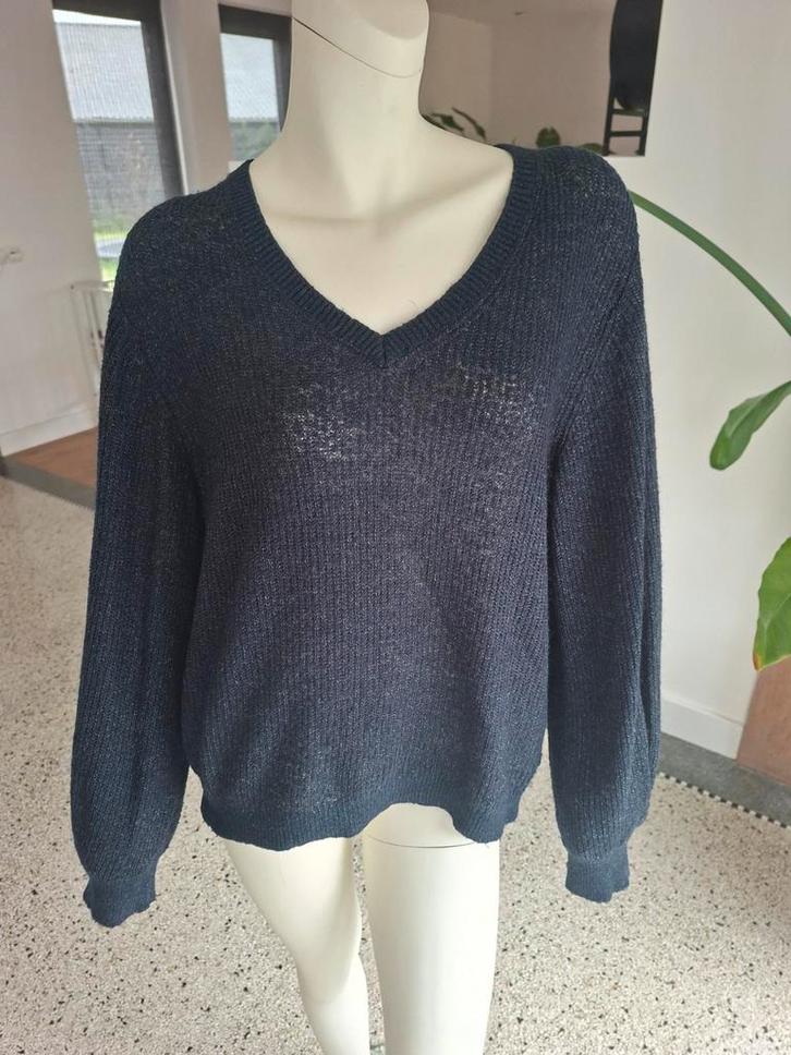 Donkerblauwe Trui V-hals XXL 46  Garcia, Kleding | Dames, Truien en Vesten, Zo goed als nieuw, Maat 46/48 (XL) of groter, Blauw