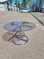 Vintage salontafel space age 70s rookglas en chroom, Ophalen, ,, Zo goed als nieuw, ,