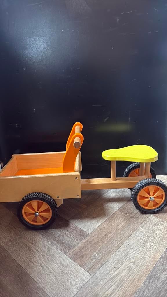Houten bak fiets / loopauto hout, Kinderen en Baby's, Speelgoed | Buiten | Skelters, Ophalen, Zo goed als nieuw, Overige merken