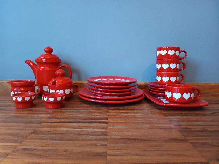 Vintage Waechtersbach hartjes servies, Huis en Inrichting, Keuken | Servies, Zo goed als nieuw, Overige typen, Overige stijlen