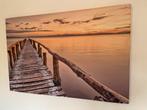 Canvas schilderij 115 x 75 cm zachtroze pier water, Huis en Inrichting, Woonaccessoires | Schilderijen, Tekeningen en Foto's, Ophalen of Verzenden