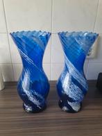 Baluster vazen blue murano glas 1970.s, Blauw, Ophalen of Verzenden, Minder dan 50 cm, Glas