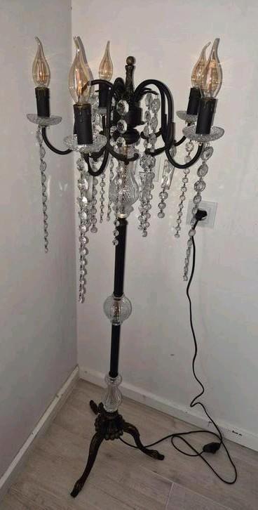 Staande kroonluchter zwart, Huis en Inrichting, Lampen | Vloerlampen, Zo goed als nieuw, 100 tot 150 cm, Overige materialen, Ophalen