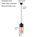 Hanglamp E27 Zwart AMBER geel Hang-lamp Glas 30CM lang Nieuw, Huis en Inrichting, Lampen | Hanglampen, Nieuw, Ophalen of Verzenden