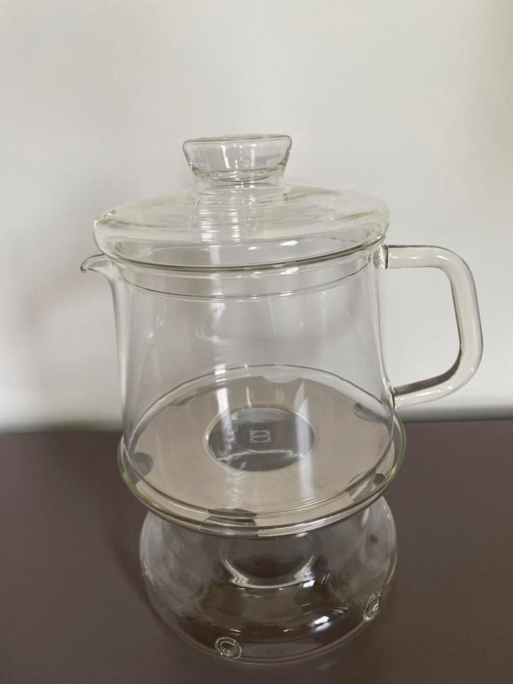 Glazen theepot douwe egberts met theelichtje, Huis en Inrichting, Keuken | Servies, Zo goed als nieuw, Overige typen, Overige stijlen