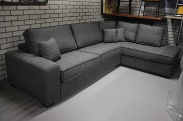 Mooie grijze bank hoekbank lounge stof antraciet bankstel beschikbaar voor biedingen