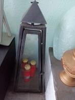 2 grote zware metalen windlichten, Ophalen, Zo goed als nieuw, Overige materialen, Minder dan 25 cm