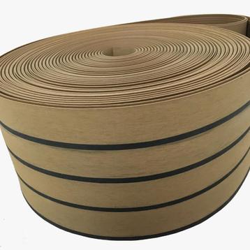 Pvc teak 19 cm op rol, prijs per meter.