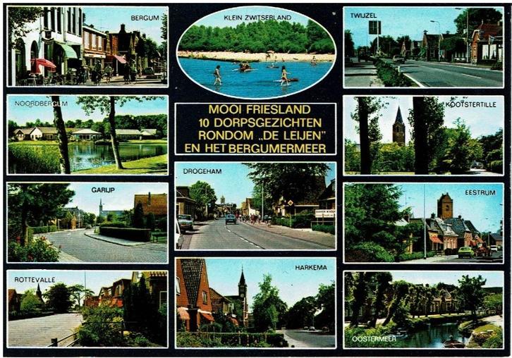 Ansichtkaart 10 dorpsgezichten rondom "De Leijen", Verzamelen, Ansichtkaarten | Nederland, Ongelopen, Friesland, 1980 tot heden