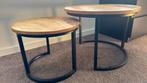 2 Massief Mangohouten Bijzettafels - Perfecte Staat!, Huis en Inrichting, Ophalen, Minder dan 45 cm, Minder dan 55 cm, Rond