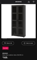 IKEA BRIMNES vitrinekast – zwart, 80190 cm, bijna nieuw, Huis en Inrichting, Kasten | Vitrinekasten, Ophalen, 50 tot 100 cm, Zo goed als nieuw