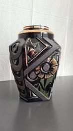 Henri Heemskerk Art Deco vaas, zwart hyalietglas, Scailmont, Antiek en Kunst, Ophalen of Verzenden