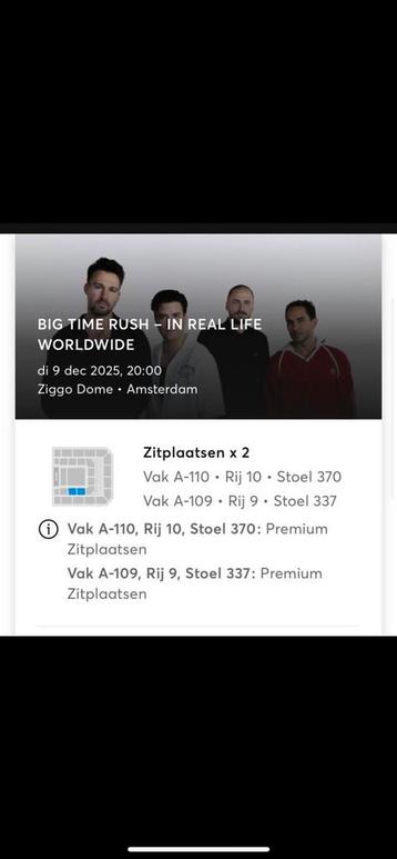 Big Time Rush 9 december - premium zitplaatsen   beschikbaar voor biedingen