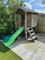 Houten Speelhuis met Glijbaan, Kinderen en Baby's, Speelgoed | Buiten | Speelhuisjes, Ophalen, Gebruikt, Hout