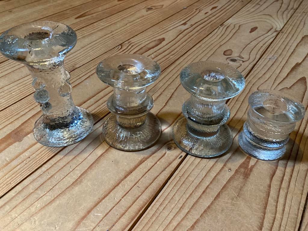 4 Glas kandelaar Pukeberg Staffan Gellerstedt Zweden 1970, Antiek en Kunst, Verzenden