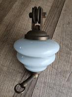 Zware oude katrol/tegengewicht van lamp, dik glas/messing, Antiek en Kunst, Antiek | Lampen, Verzenden