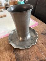 Tinnen vaasje met schotel, Antiek en Kunst, Antiek | Tin, Ophalen