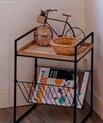 Metalen bijzettafel/lectuurmand, Huis en Inrichting, Minder dan 55 cm, Metaal of Aluminium, Rond, Ophalen of Verzenden