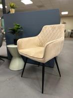 Velvet kuipstoel beige - beige stoel velvet - velours stoel, Ophalen, Overige kleuren, Nieuw, Stof