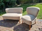 Bank en stoel beige teddybeerstof, Ophalen, Zo goed als nieuw, Stof