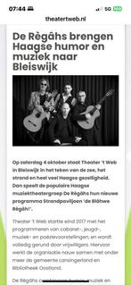 De Regahs 4 oktober Bleiswijk te koop gevraagd - 2 kaarten, Tickets en Kaartjes, Eén persoon, Oktober