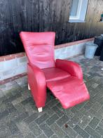 Rode lederen relaxstoel, Huis en Inrichting, Fauteuils, Ophalen, Gebruikt, Leer, 75 tot 100 cm