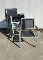17 stuks luxe Textileen horeca terras stoelen stapelbaar, Huis en Inrichting, Stoelen, Ophalen, Zo goed als nieuw, Metaal, Grijs