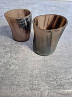 Hoornen drinkglaasjes 2 stuks Despots - waxinelichthouders, Overige materialen, Bruin, Nieuw, Ophalen of Verzenden