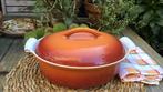 Vintage Dru geëmailleerde ovale gietijzeren pan/oranje, Huis en Inrichting, Keuken | Potten en Pannen, Ophalen of Verzenden, Zo goed als nieuw