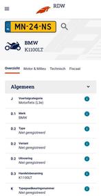 BMW K1100 LT Frame met kenteken te koop, Motoren, Ophalen