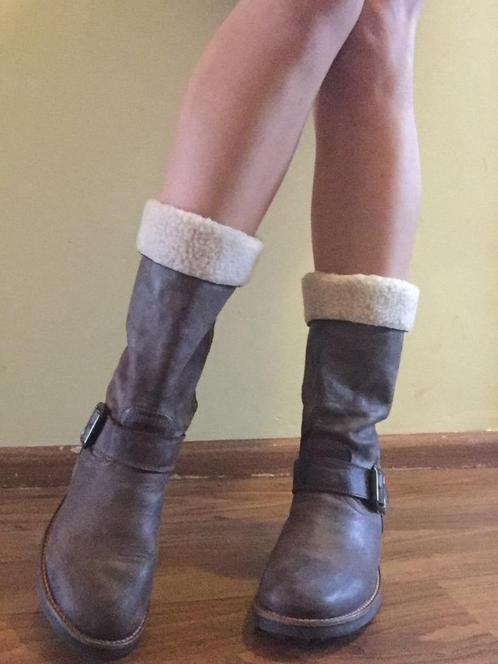 Sacha stevige taupe leren laarzen Cowboylaars bont omslag 39, Kleding | Dames, Schoenen, Nieuw, Hoge laarzen, Bruin, Ophalen of Verzenden