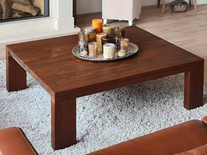Prachtige notenhouten disign salontafel van merk quadra zgzn, Huis en Inrichting, Tafels | Salontafels, Zo goed als nieuw, Minder dan 50 cm