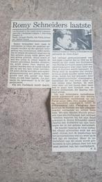 Romy Schneider in film La passante du Sans-Souci(krant 1982), Ophalen of Verzenden, 1980 tot heden, Knipsel(s)