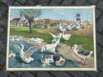 Fraaie schoolplaat 'ganzen(hoedster)', Antiek en Kunst, Antiek | Schoolplaten, Ophalen of Verzenden, Natuur en Biologie