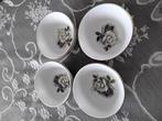 4 retro pindaschaaltjes Flora plateel Gouda jaren 50, Ophalen of Verzenden, Huis en Inrichting